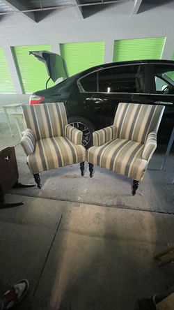 Pair of Striped Upholstered Armchairs