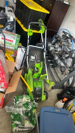 Electric lawn mower, edger, and blower