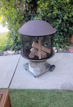Fire Pit on Wheels Large 30" W X 45" T