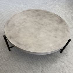 Stratus Grey 49" Wide Round Concrete Top & Metal Base Coffee Table