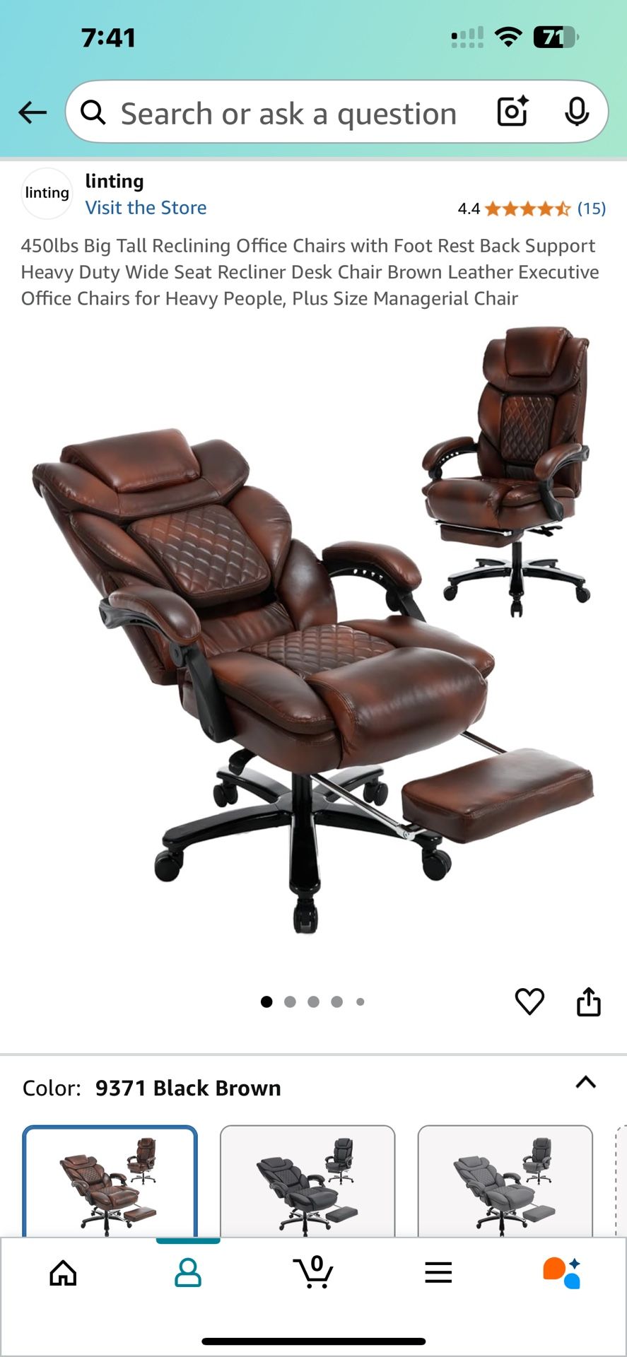 Reclining Office Chair w/Foot Rest, Back Support -Heavy Duty Wide Seat