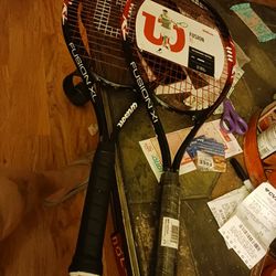 2 Wilson Fusion XL Extra Large Headsize 4 3/8 Tennis Rackets