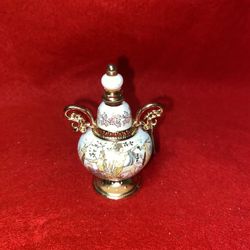 White Made In Greece Greek 24k Gold Ceramic Vase Oil/Perfume Collectible (Read Description)