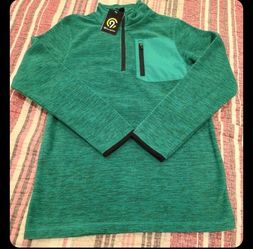 Champion  Long Sleeve Green Quarter Zip Sweater Sweatshirt Top Kids Children's Size  L Large 12 14 Pullover Green shirt