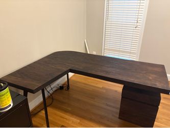 Desk - Solid wood and metal L shaped desk