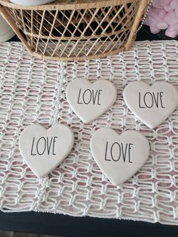Rae Dunn Valentine's Heart Coasters (4)