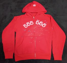Red Zip Up Sp5der Hoodie