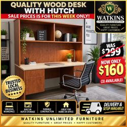 š„ļø Quality Wood Office Desk with Hutch ā 3 Available!