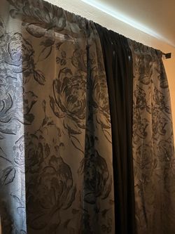 Floral Jacquard Curtain Panels with Blackout Liner
