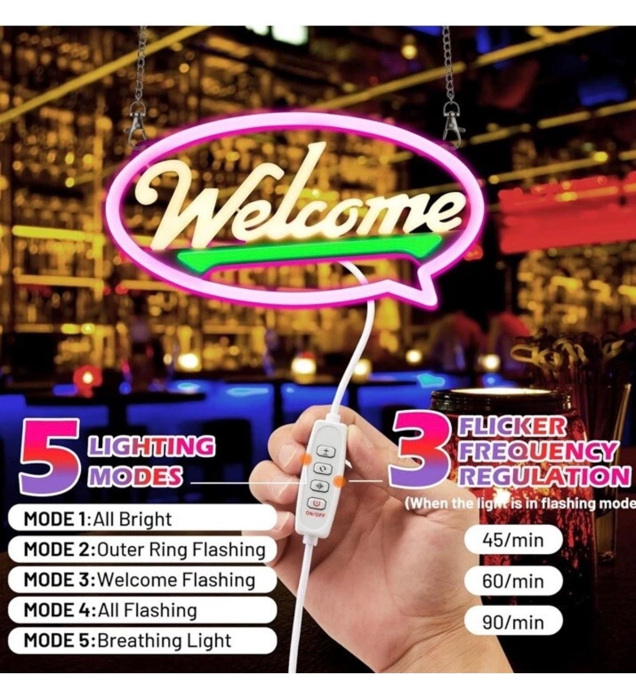 BRAND NEW IN BOX Motyeowe WELCOME Signs for Business, 16.9"*8.7" Open Closed Sign Business Door