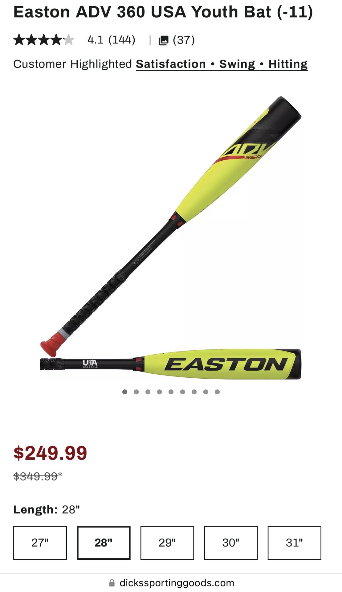 Easton ADV 360 USA Baseball bat