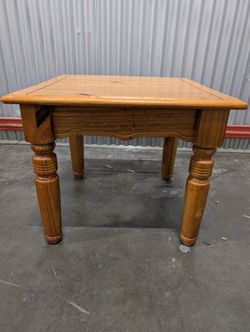Solid Wood Square Accent Table with Turned Legs and Carved Skirt