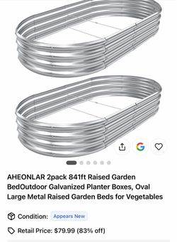 2-Pack Oval Galvanized Metal Raised Garden Beds
