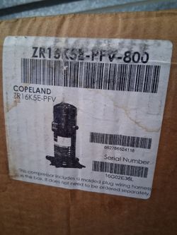 New 1.5 ton 208-230/1/60 R22 COPELAND SCROLL ZR16K5E-PFV-800