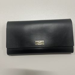 Kate Spade Pim Arbour Hill Leather Flap Wallet Black and Pink