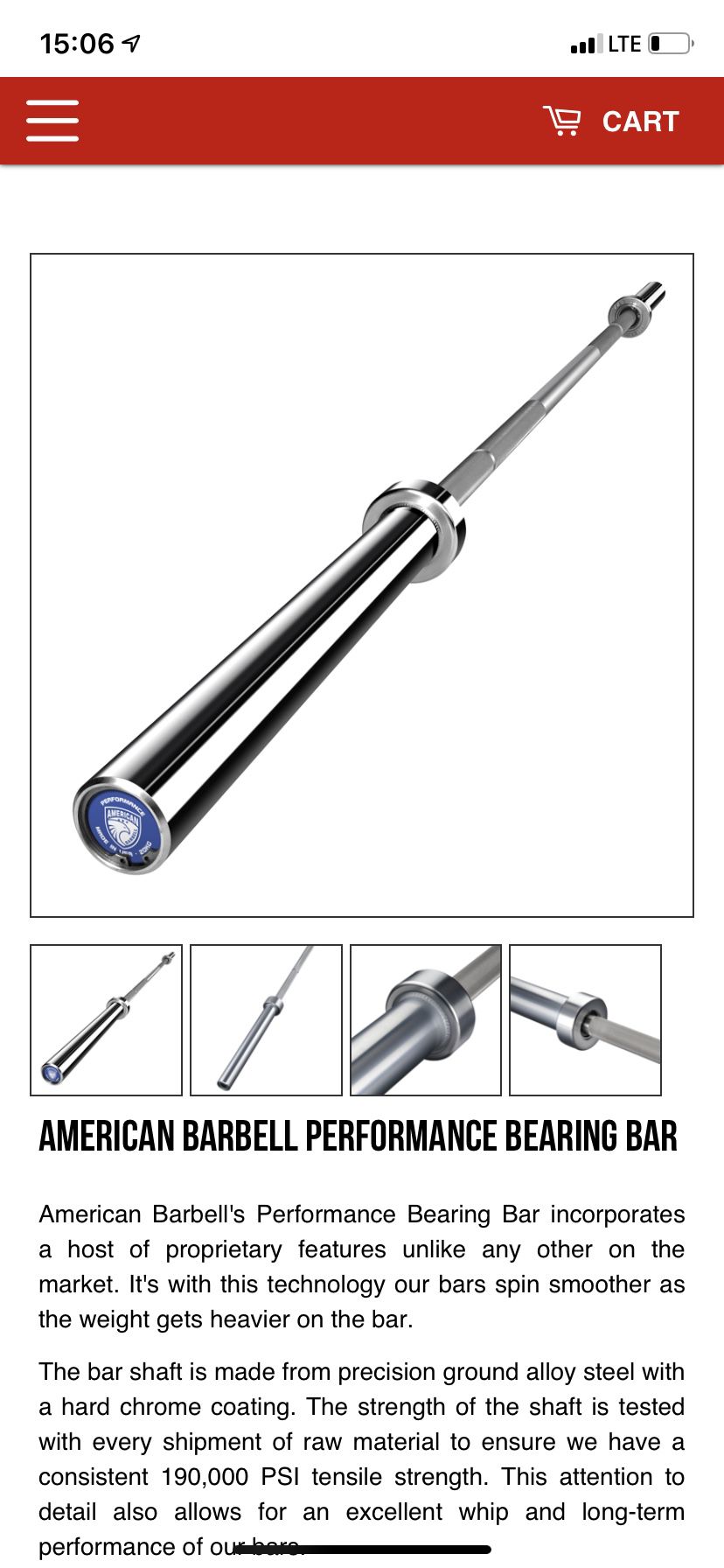 American barbell performance bearing bar