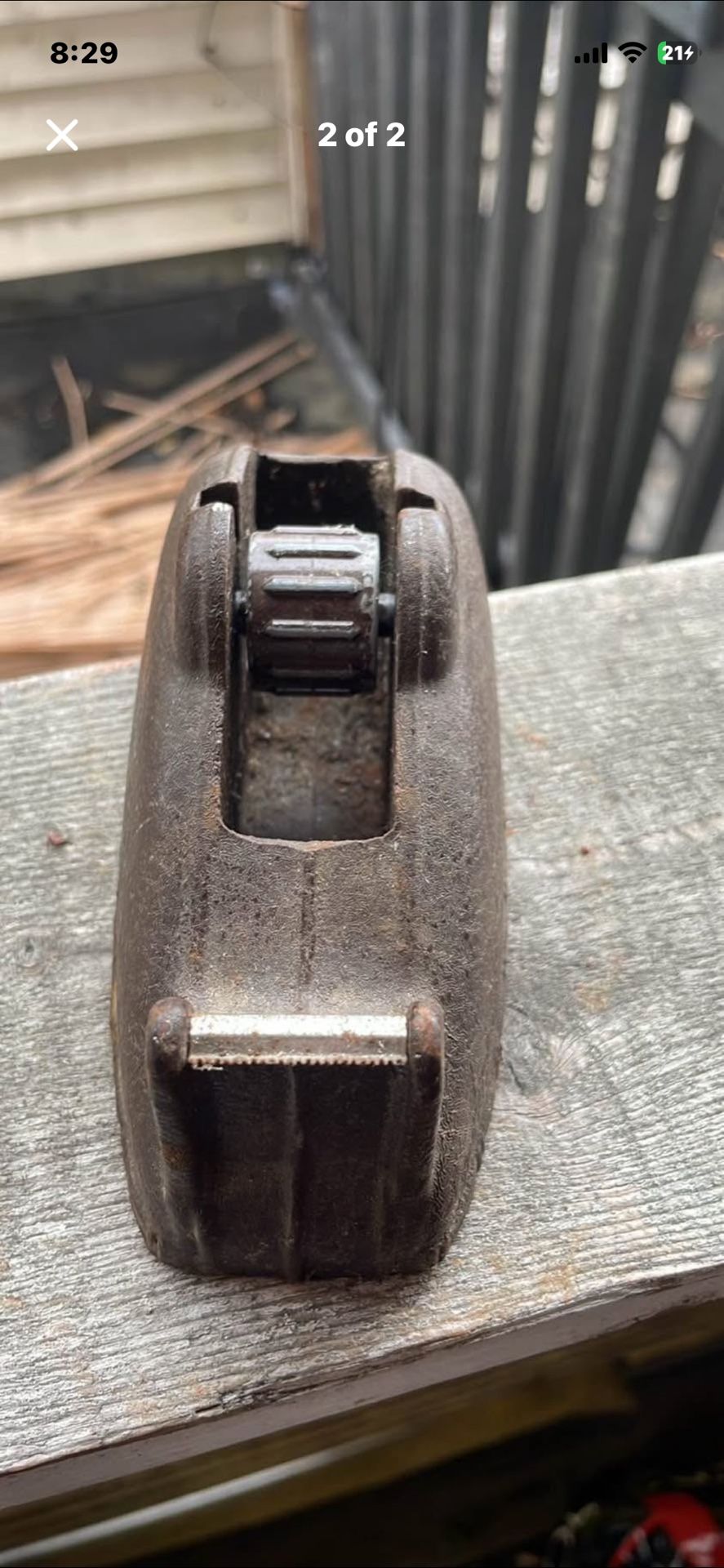 Vintage Small Oxblood Whale Tail Scotch Tape Dispenser