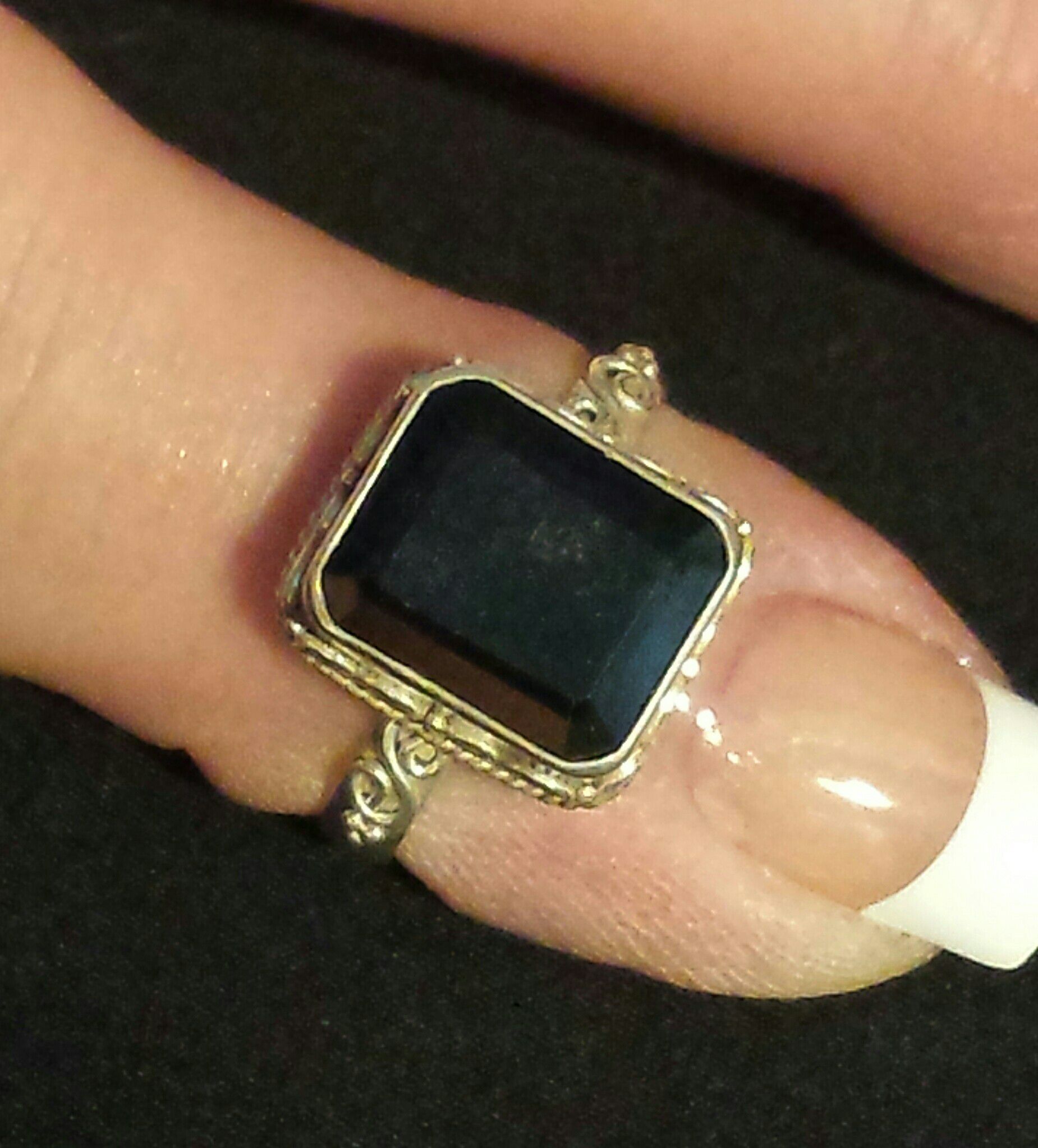Thai Black Spinel Ring in Sterling Silver