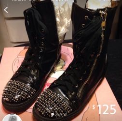 Women's leather black boots with studs By Jeffrey Campbell