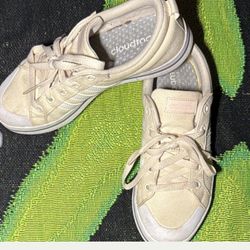 2 Pairs Adidas Cloudfoam Shoes. White; Size 6. Black; Size 7