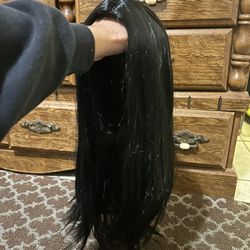 Long Black Wig Cap – Smooth, Shiny, Never Worn