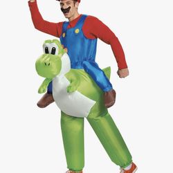 Adult Super Mario Bros Mario Ride On Yoshi Inflatable Costume