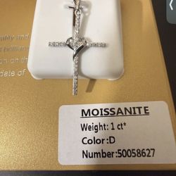 Cross Pendant GRA Certified Moissanite 925 Sterling Silver 1ct