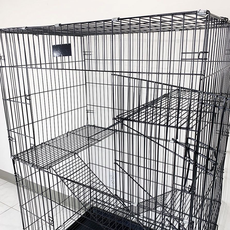 Brand New $85 Folding 3-Tier Cat Cage 56” Tall Collapsible Metal Kennel 36x24x56” w/ Tray & Caster 