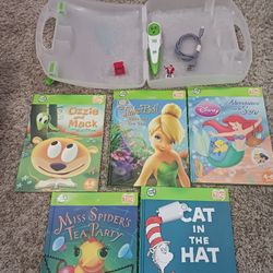 Leap Frog • TAG Reader Pen / Case and Lot Of 5 Books ■Tested ■Disney Tinker Bell