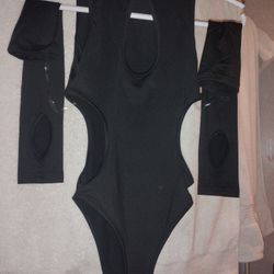 Sexy One Piece With Sleeves And Snap Crotch