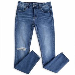 Vigoss Marley Mid Rise Super Skinny Jeans 31x29 Distressed Ripped Medium Wash Stretch Denim