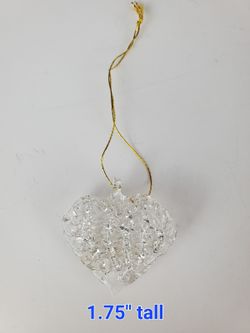 Hand Blown Spun Glass Heart Shaped Christmas Ornament