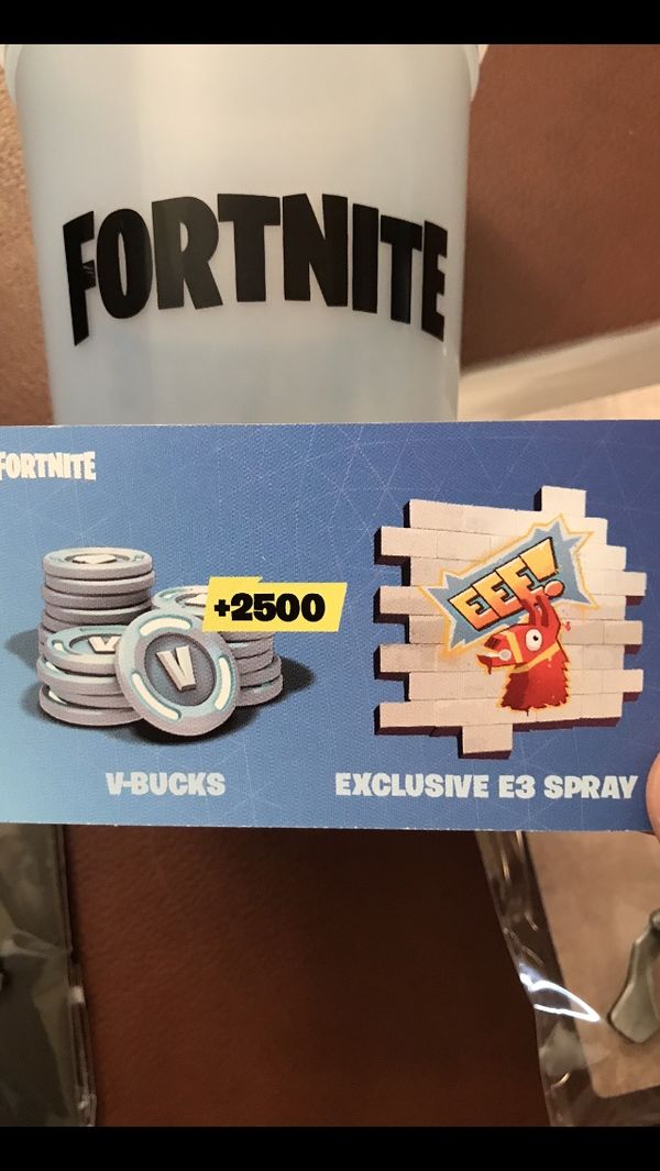 fortnite pro am 2018 e3 convention exclusive e3 eee llama spray and 2500 vbucks redemption card unscratched unused limited to 1500 for sale in hesperia - fortnite e3 spray code generator