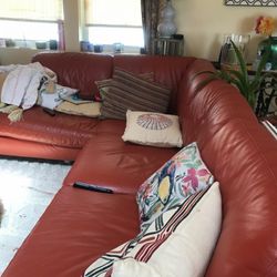 Orange Leather Couch 