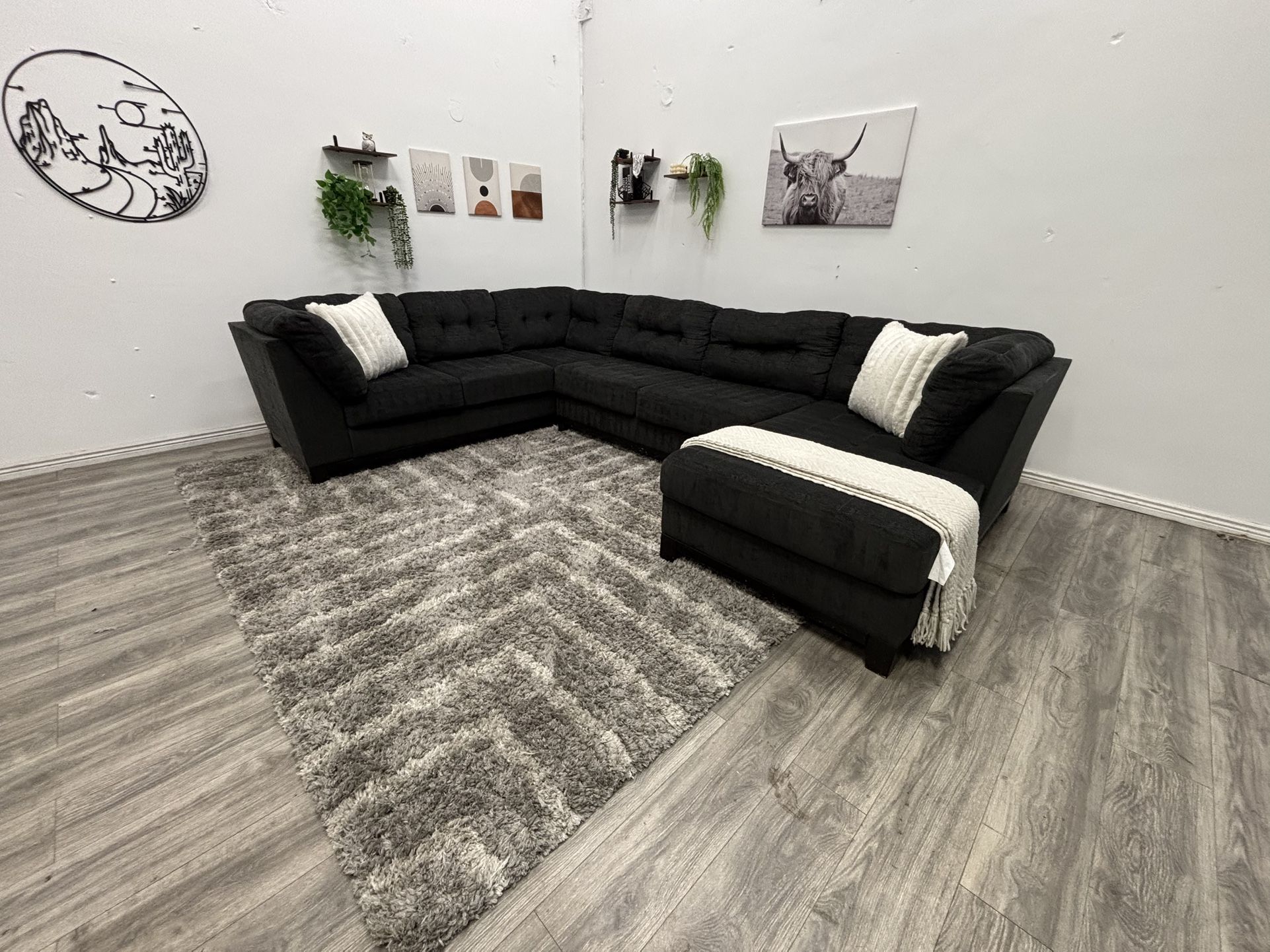 Black Sectional Couch - Free Delivery 
