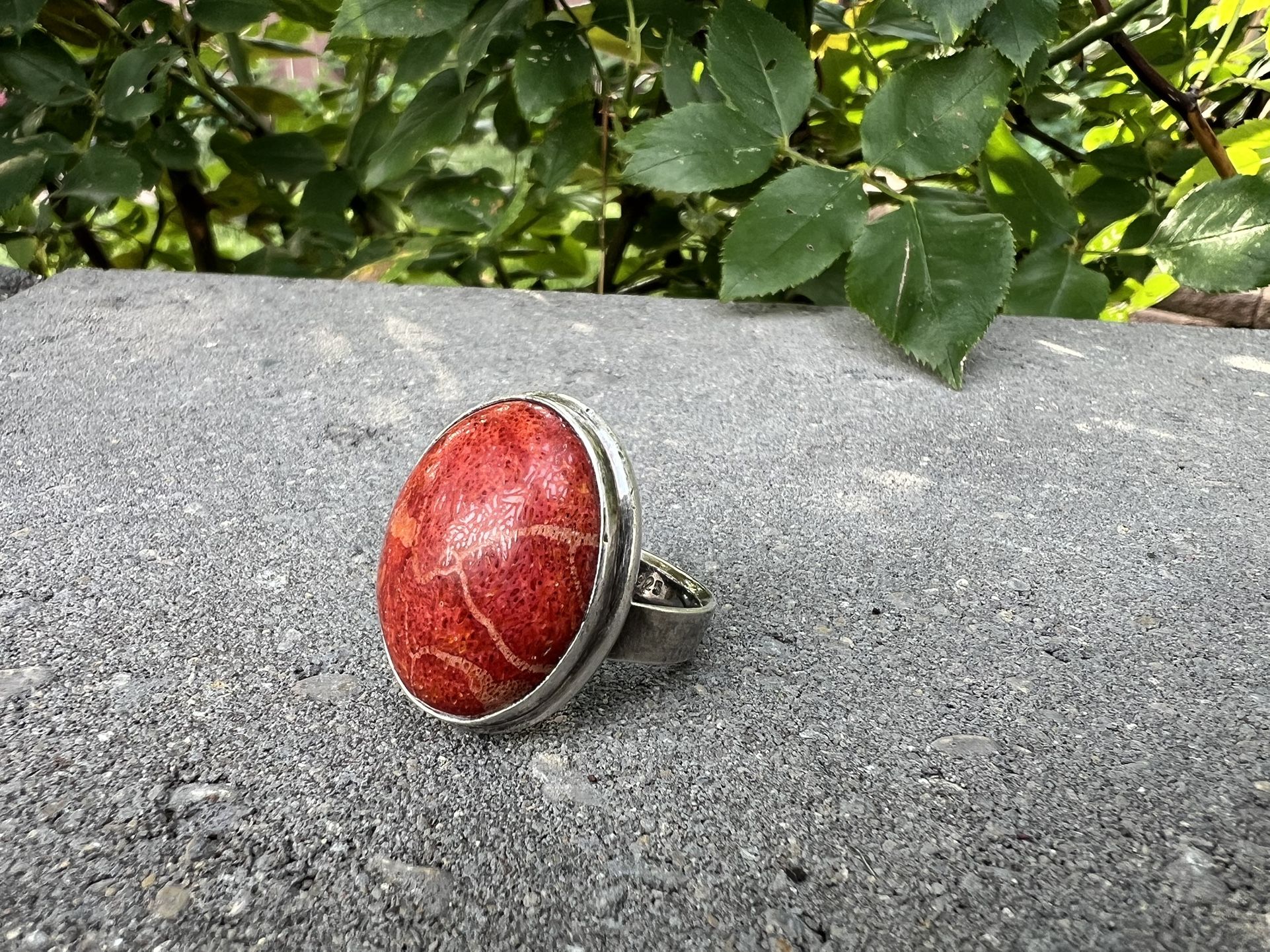 Womens Silver 925 Agate Stone Ring Size 8