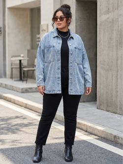 Hudson Los Angeles Oversize Denim Jacket Short Shacket Plus Size XXL New Cotton