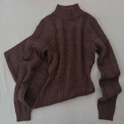Brown cable knit sweater dress