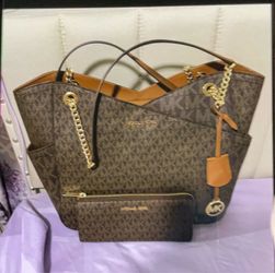 Michael Kors brown large bag an wallet