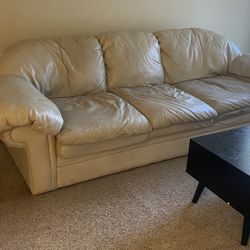 Cream Leather Couch
