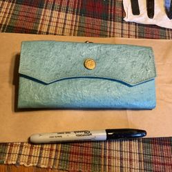 Vintage Princess Gardner 1950s Leather Turquoise Trifold Wallet  