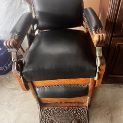 Antique Oak Barber Chair – Koken Co. - Congress Pedestal Hydraulic Barber Chair Rare Find