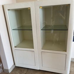 White China Hutch Curio Cabinet Display Cases  