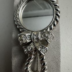 Swarovski Hand Mirror Pin Brooch Signed