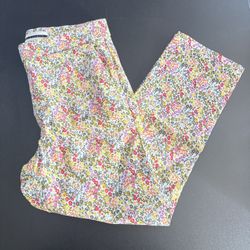 women's floral print cropped pants spring stretch floral feminine size medium 
