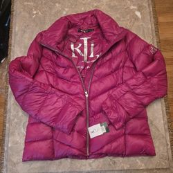 Ralph Lauren Womens Pink Puffer Jacket XL New 