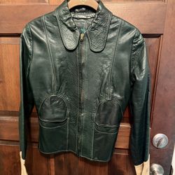 Leather Vintage Painted Ladies jacket Size Small