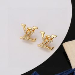 Golden Color Letter Stud Earrings