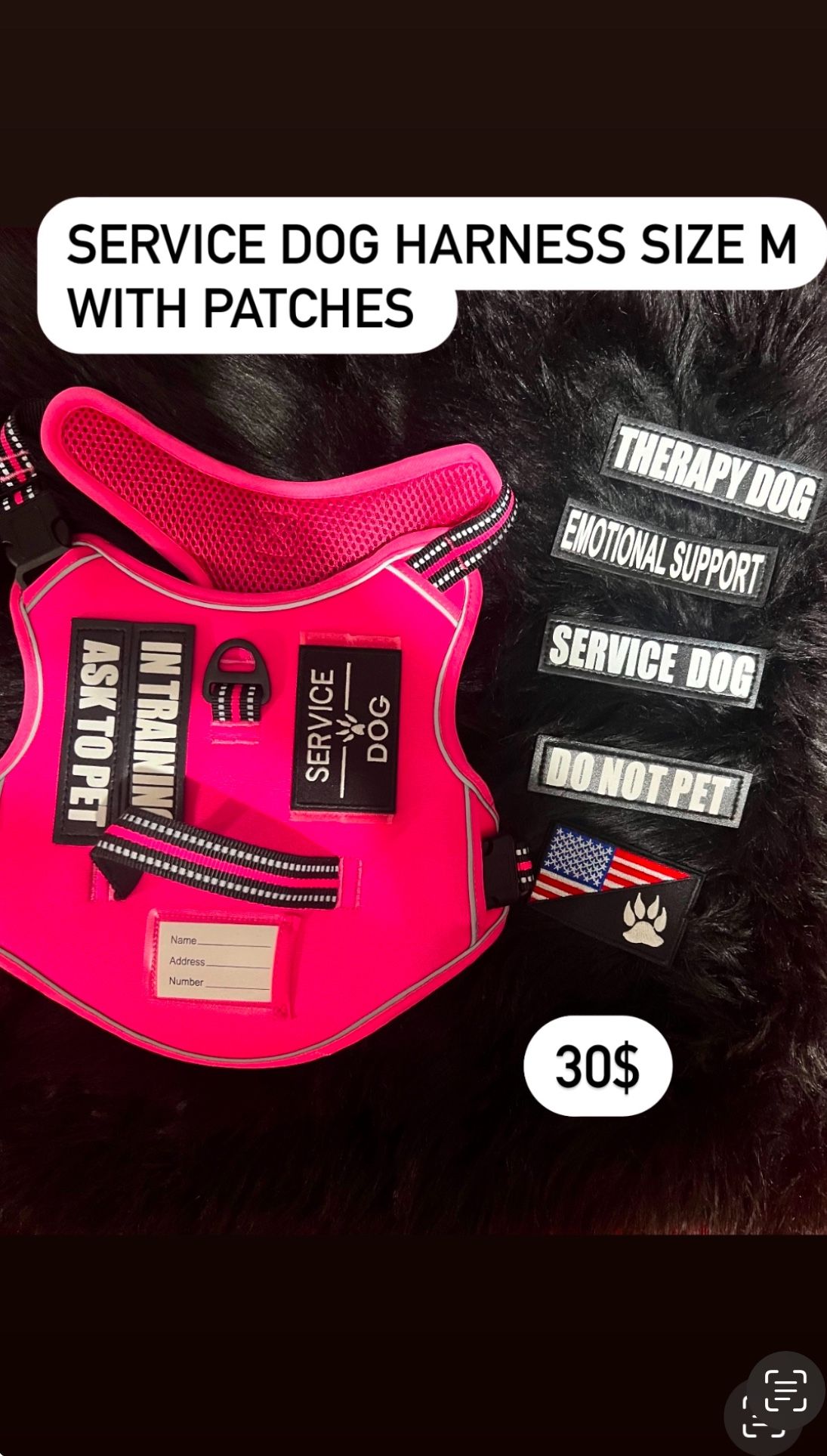 Pink Dog Harness With Patches