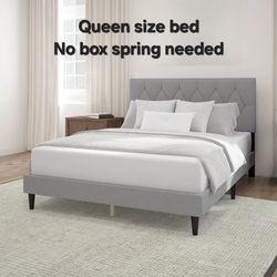queen size bed  gray No boxspring needed